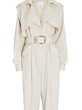 ACLER Oatmeal Nude Jumpsuit with Gold Detailed Belt